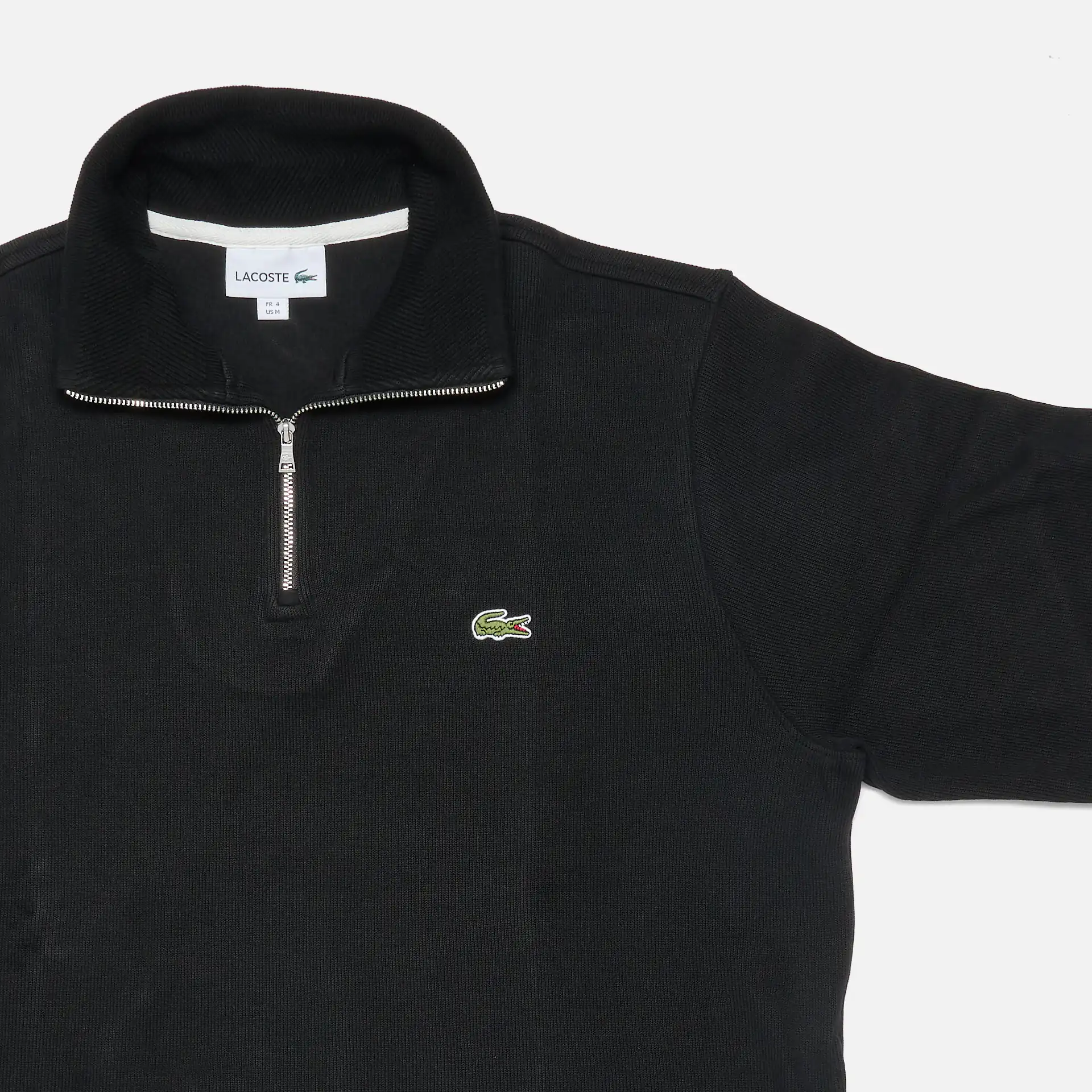 Lacoste Stand-Up Collar Cotton Half-Zip Pullover Black