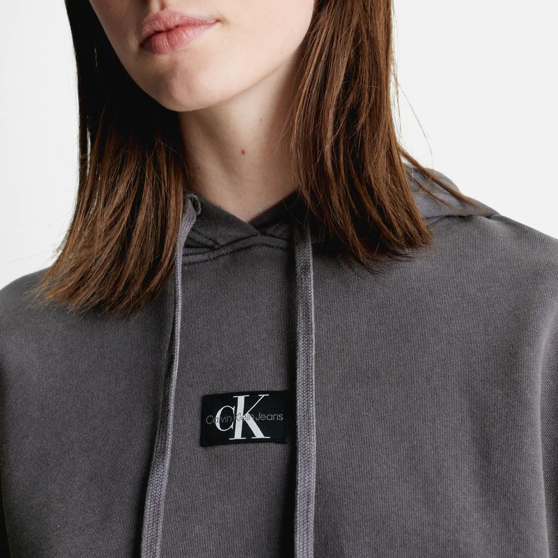 Calvin Klein Jeans Woven Label Hoodie Washed Black