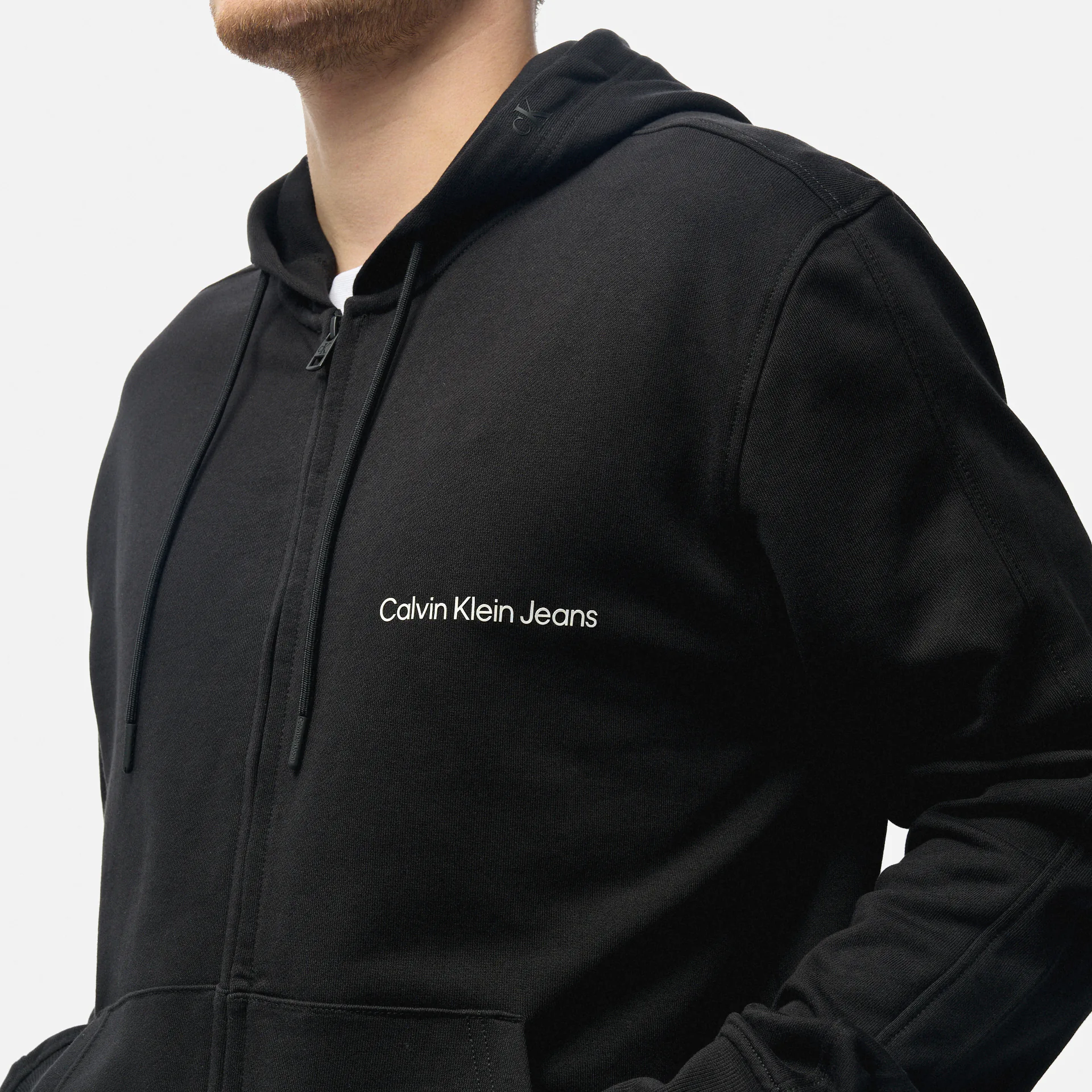 Calvin Klein Jeans Institutional Zip Through Hoodie Black