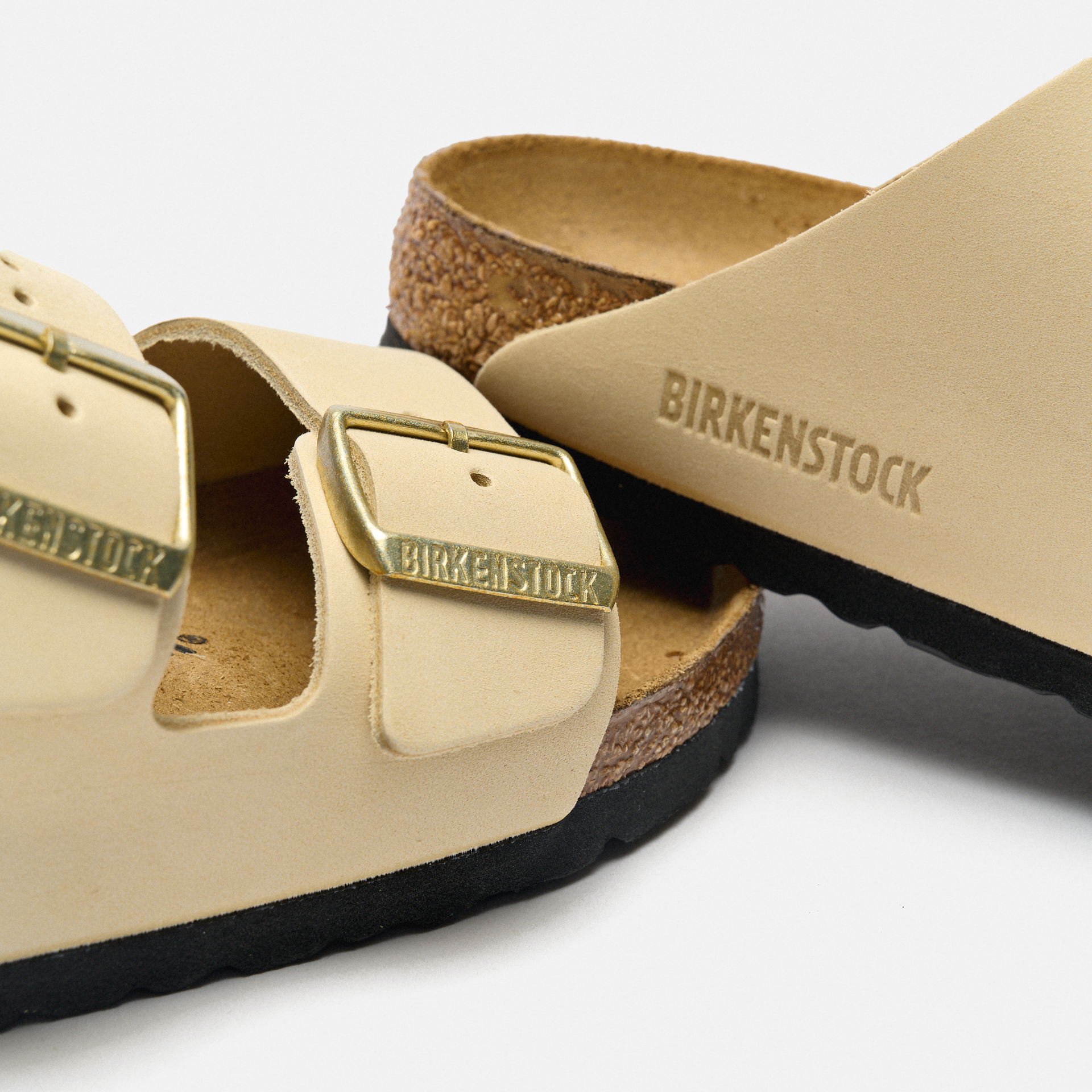 Birkenstock Arizona Nubuk Leather Sandals Narrow Ecru
