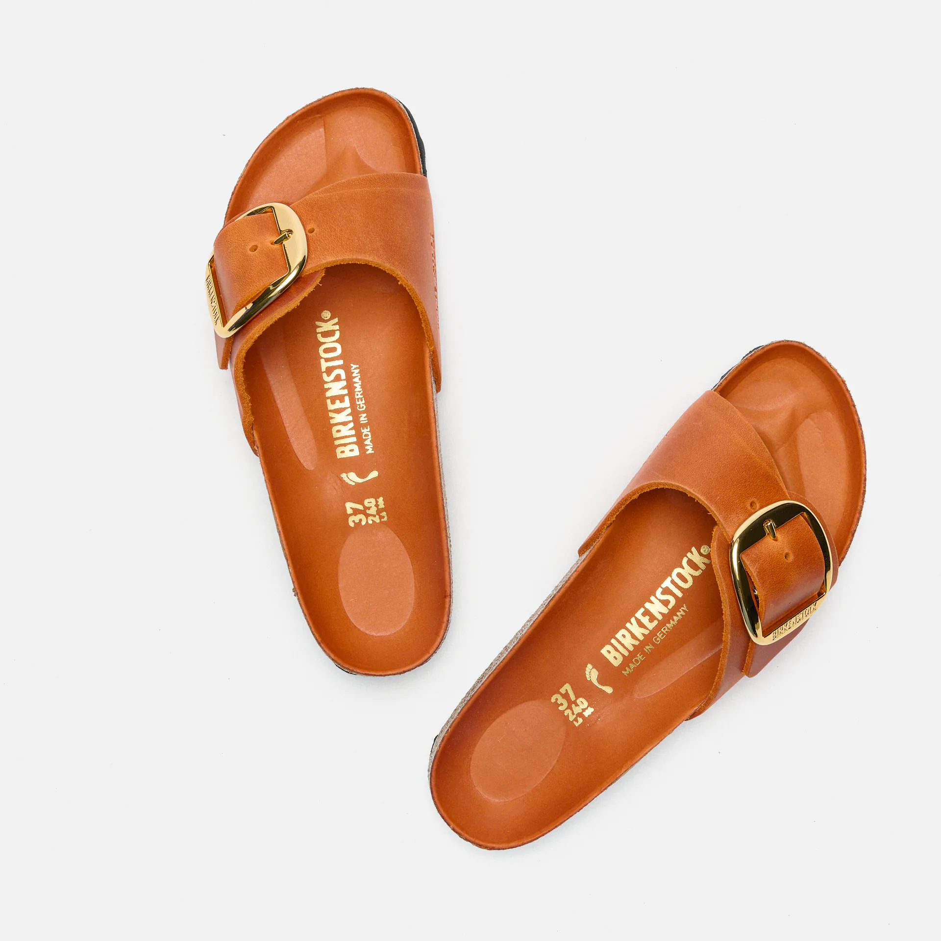 Birkenstock Madrid Big Buckle Oiled Leather Sandals Narrow Burnt Orange
