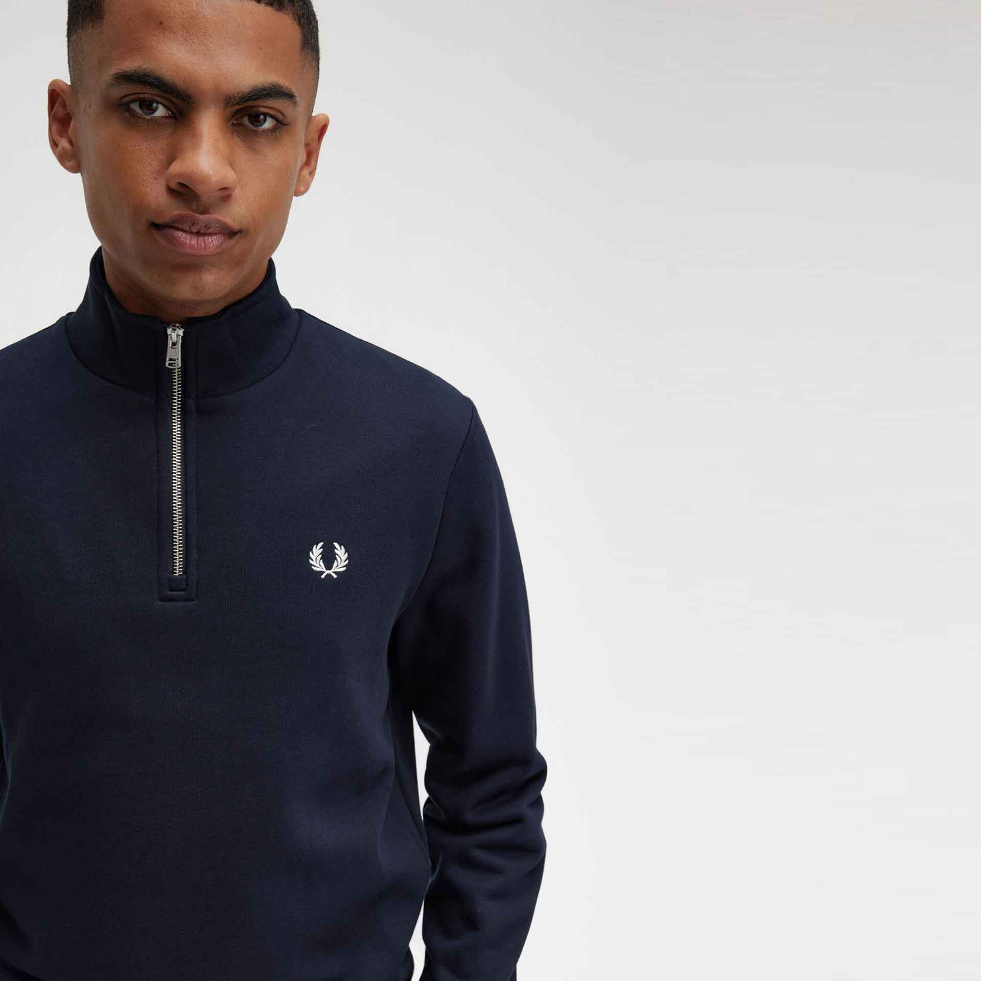 Fred Perry Half Zip Sweatshirt Navy