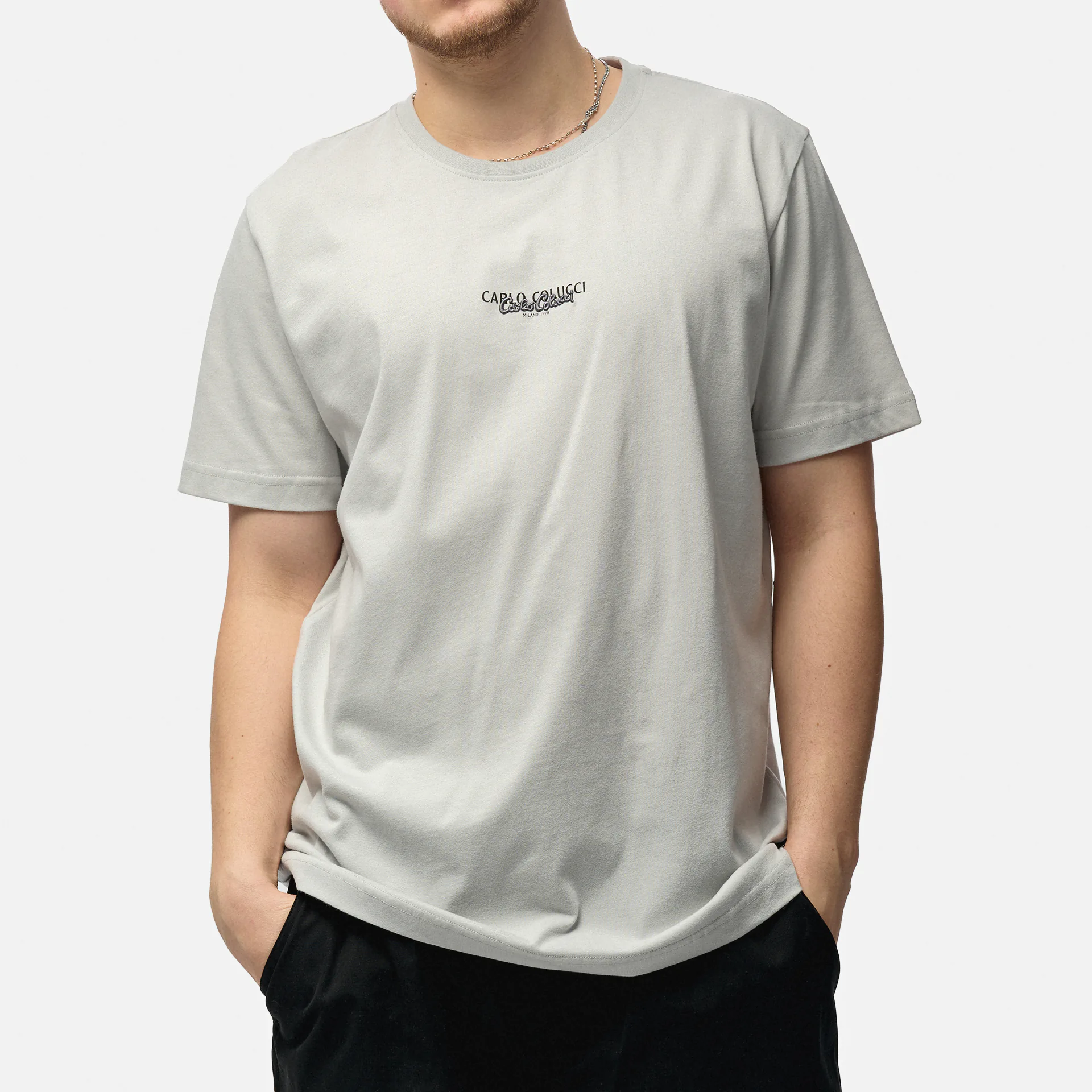 Carlo Colucci T-Shirt Basic Line Light Grey