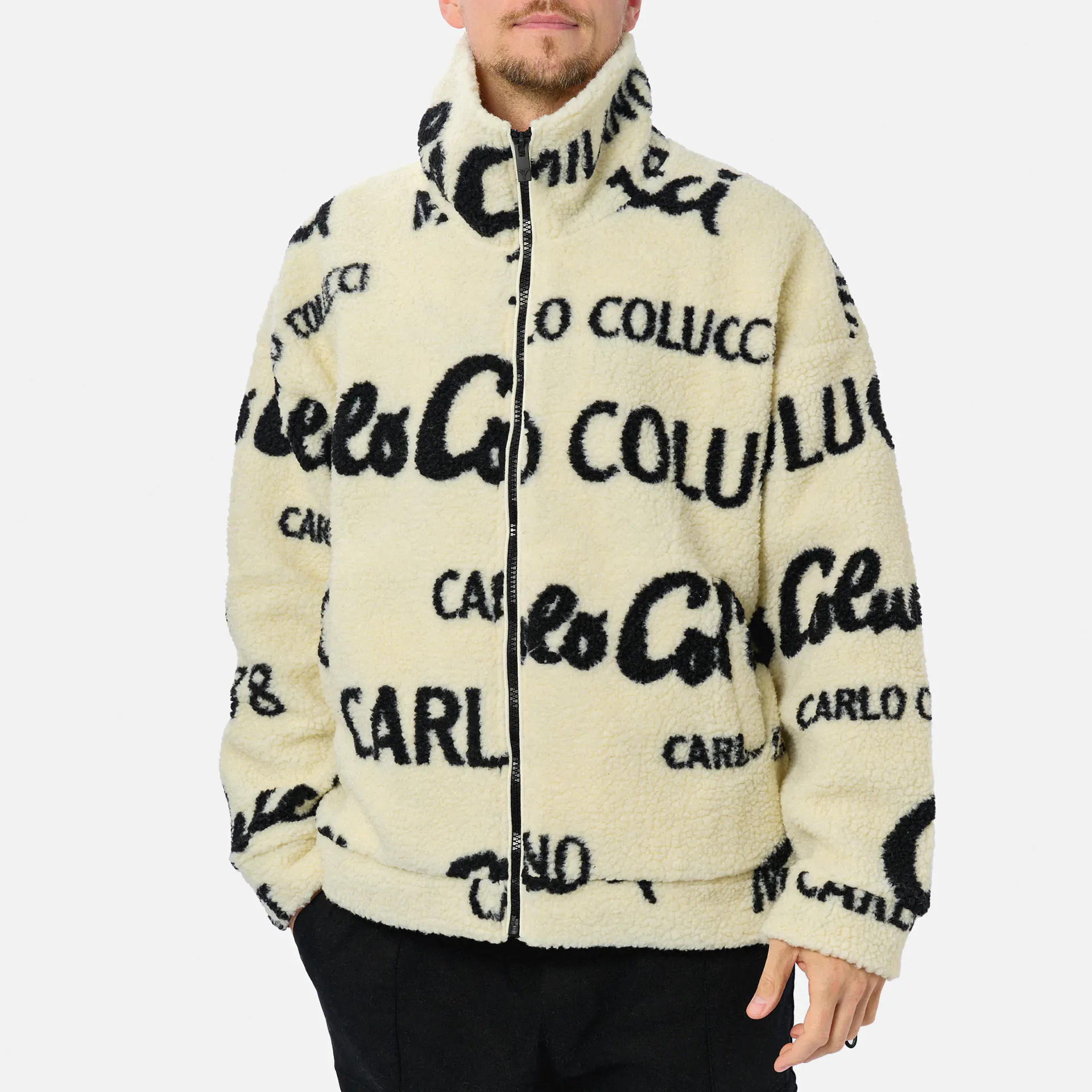Carlo Colucci Allover Fleece Jacket White/Black