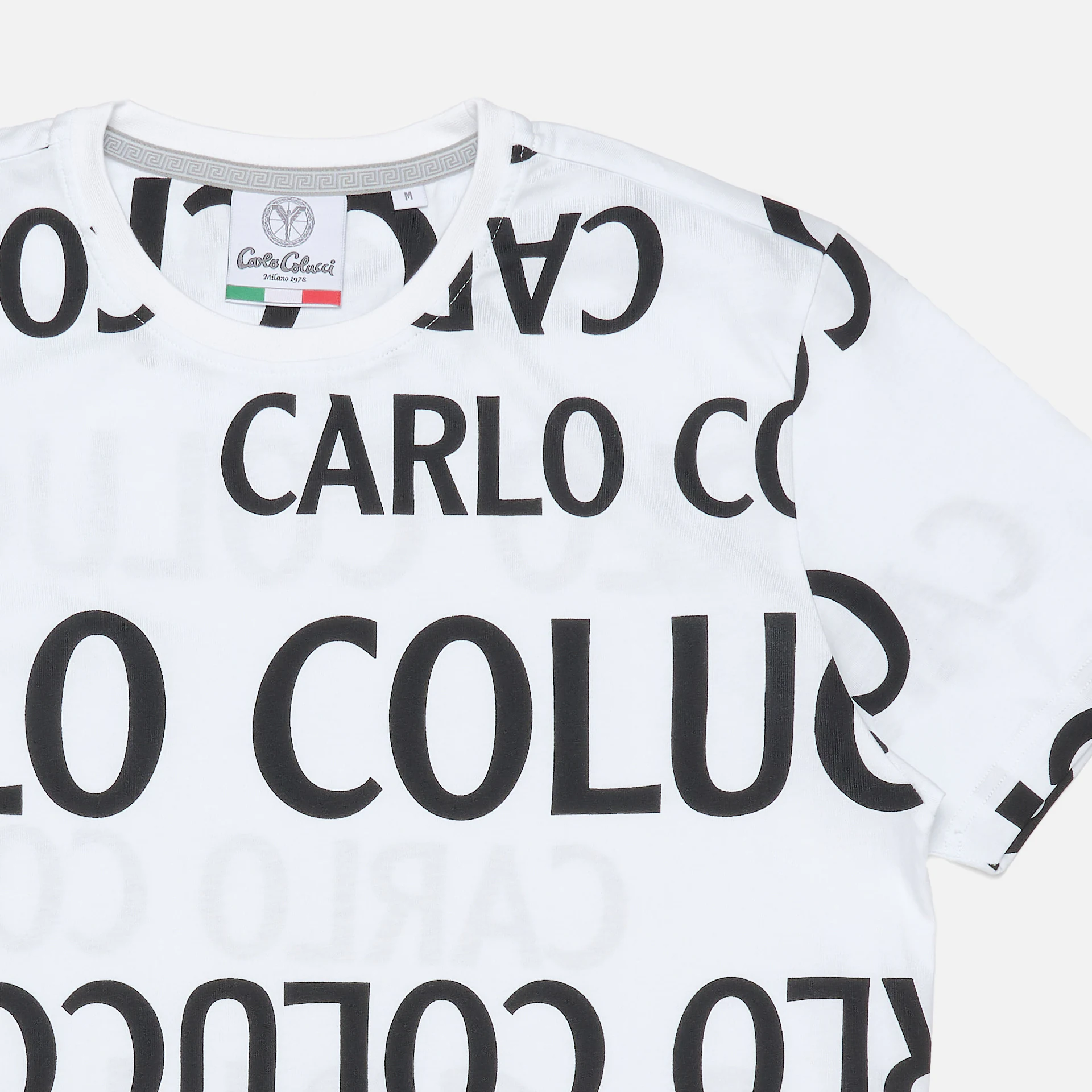 Carlo Colucci Black & White Drop Allover T-Shirt White