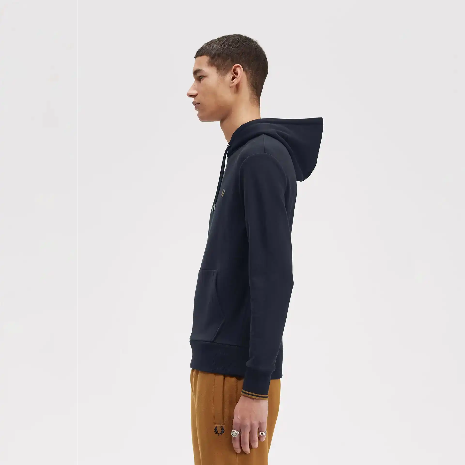 Fred Perry Tipped Hooded Sweatshirt Navy/Dark Caramel