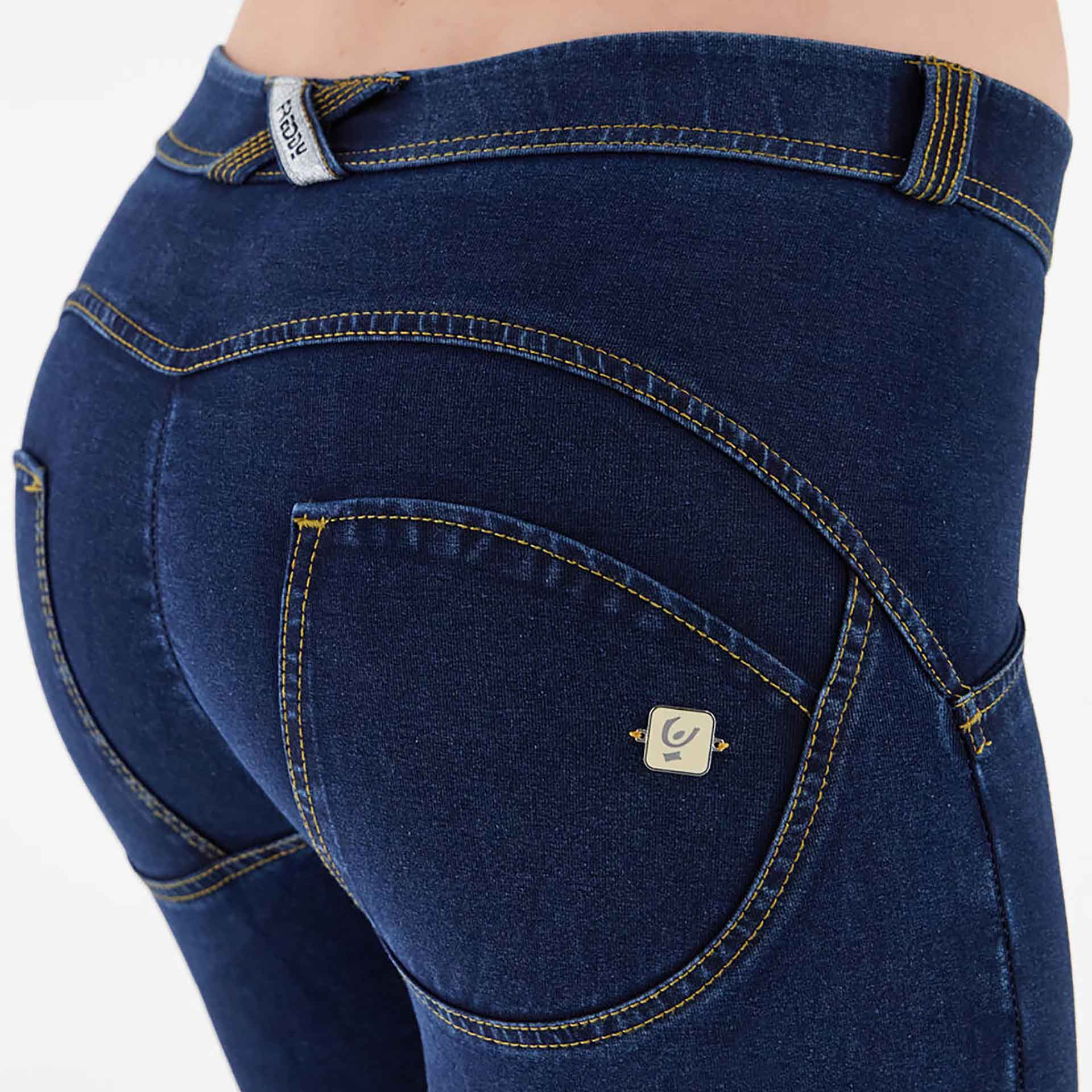 Freddy WR.UP Regular Waist Superskinny 7/8 Pants Dark Blue/Yellow Seams